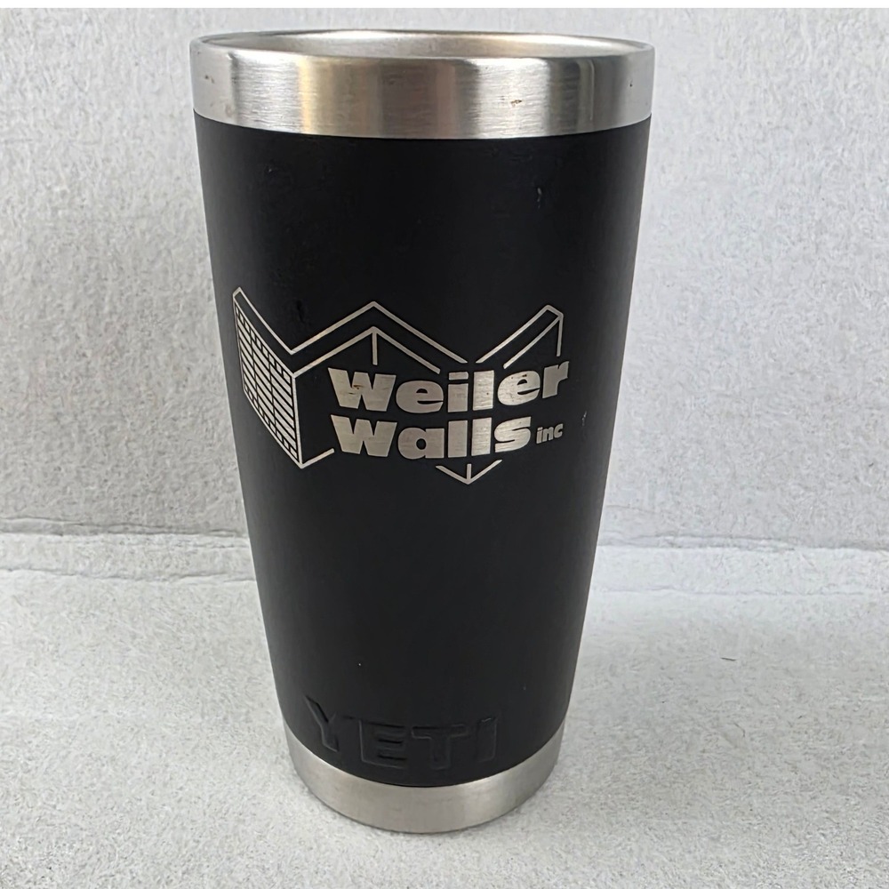 YETI Rambler 20 oz Tumbler Black Stainless Steel Weiler Walls Logo No Lid